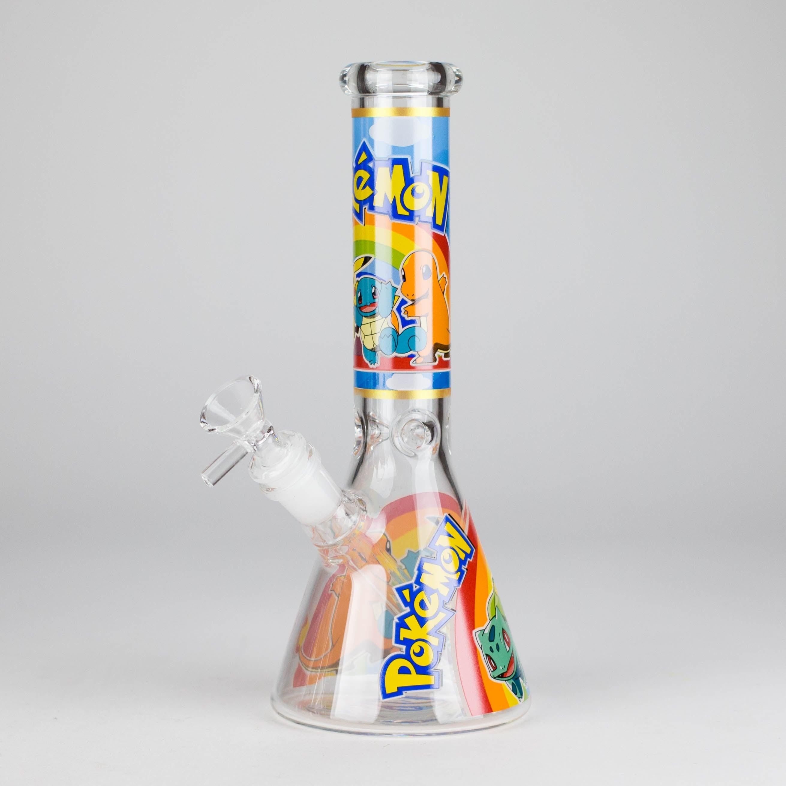 10" 5mm Glass Beaker Bong with Cartoon Design