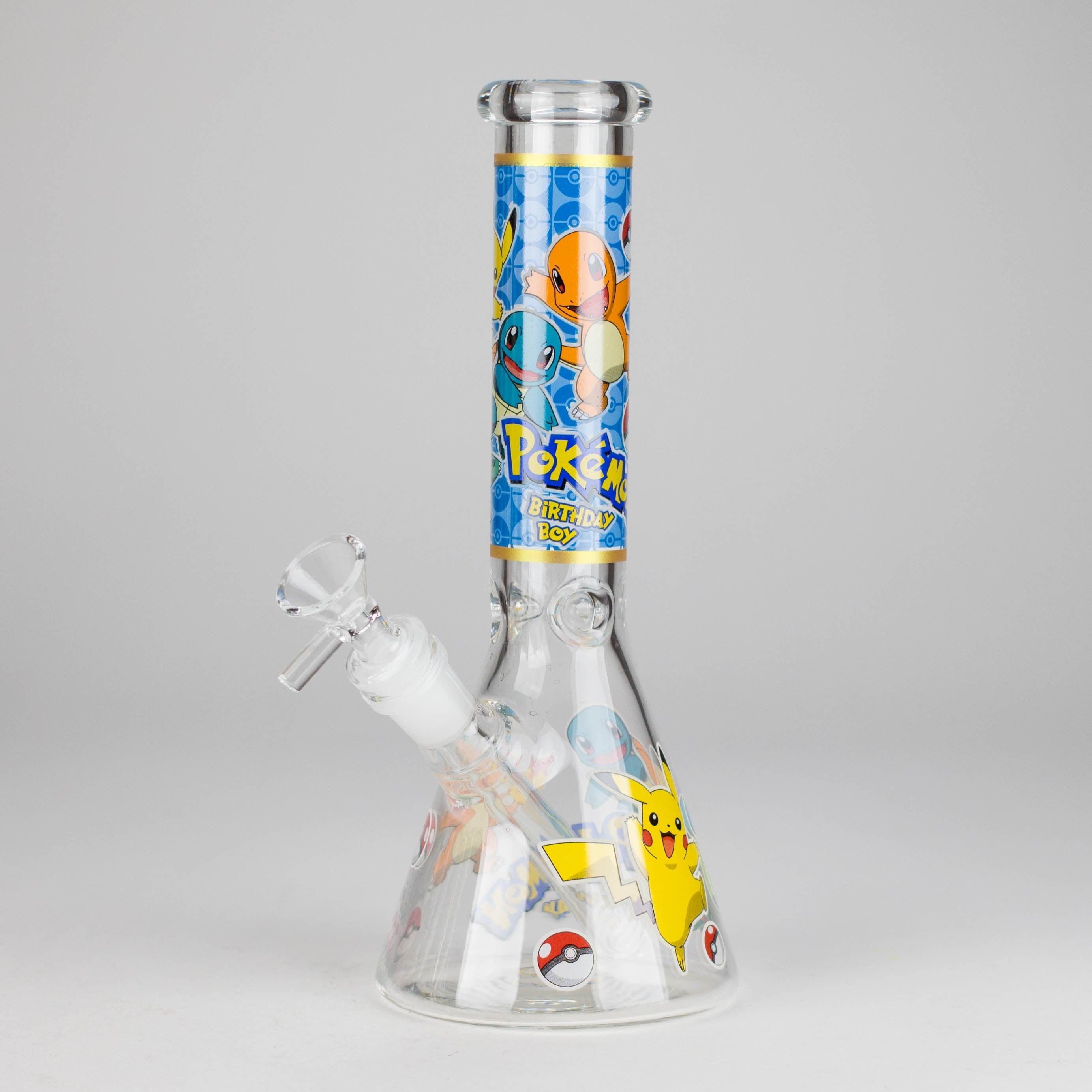 10" 5mm Glass Beaker Bong with Cartoon Design