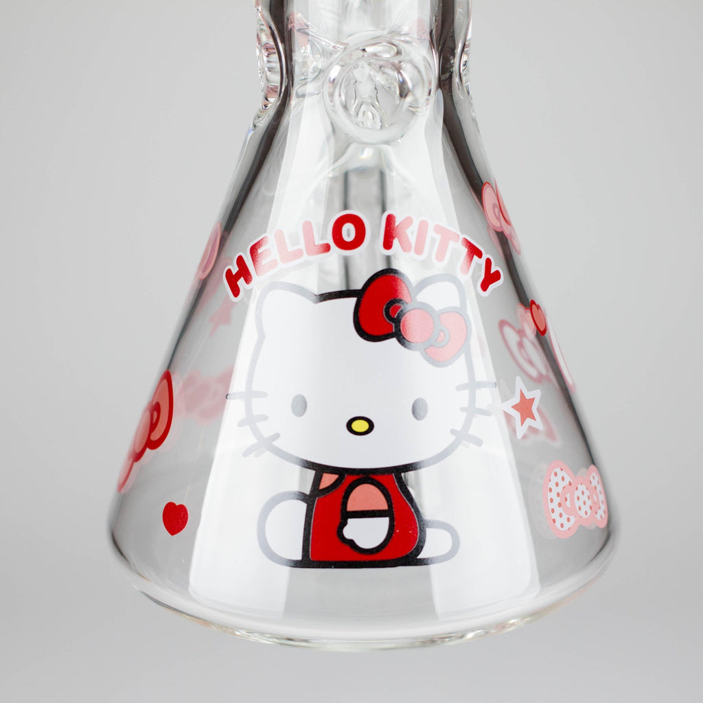 14" 7mm Glass Beaker Bong with Kitty Design and Ice Catcher