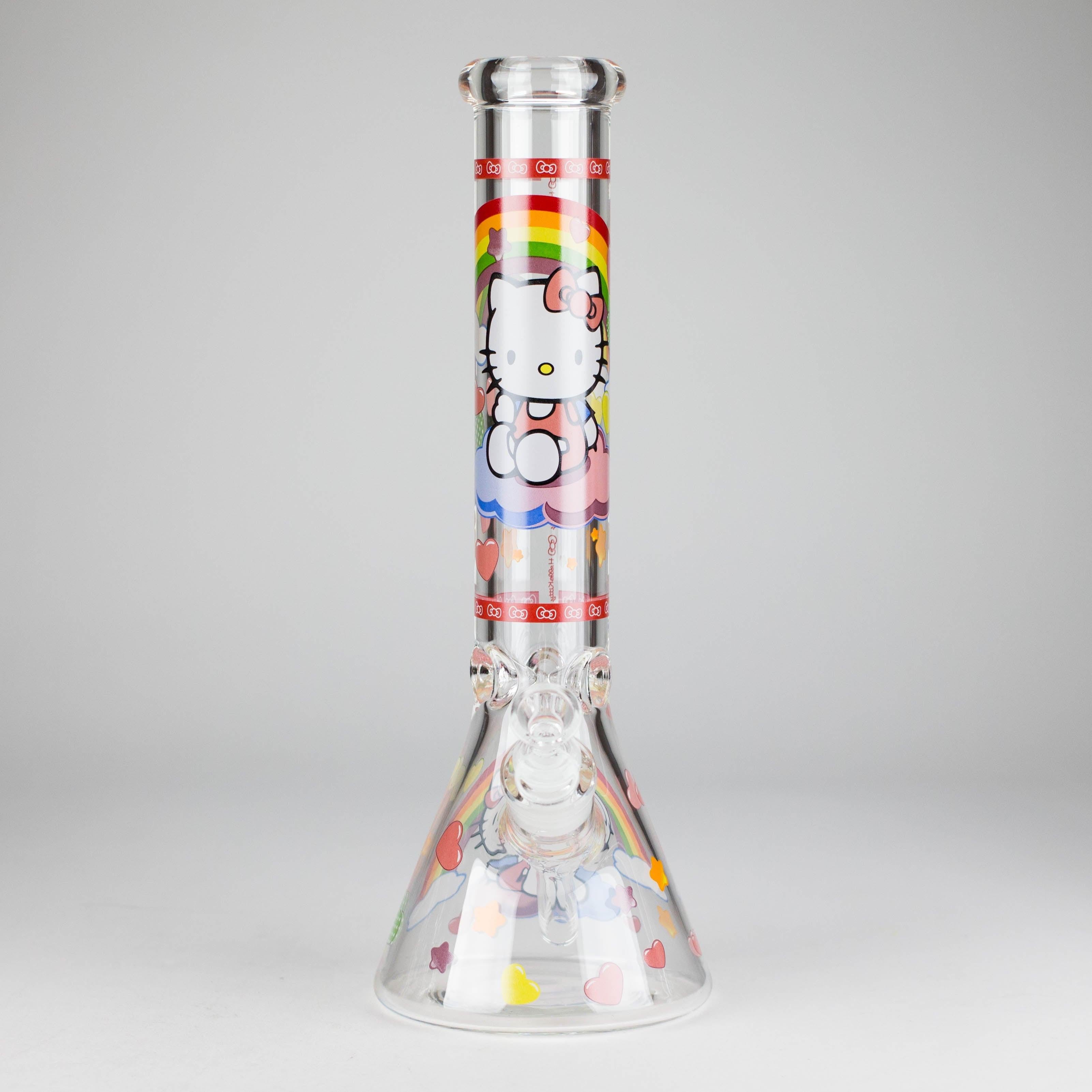 14" 7mm Glass Beaker Bong with Kitty Design and Ice Catcher
