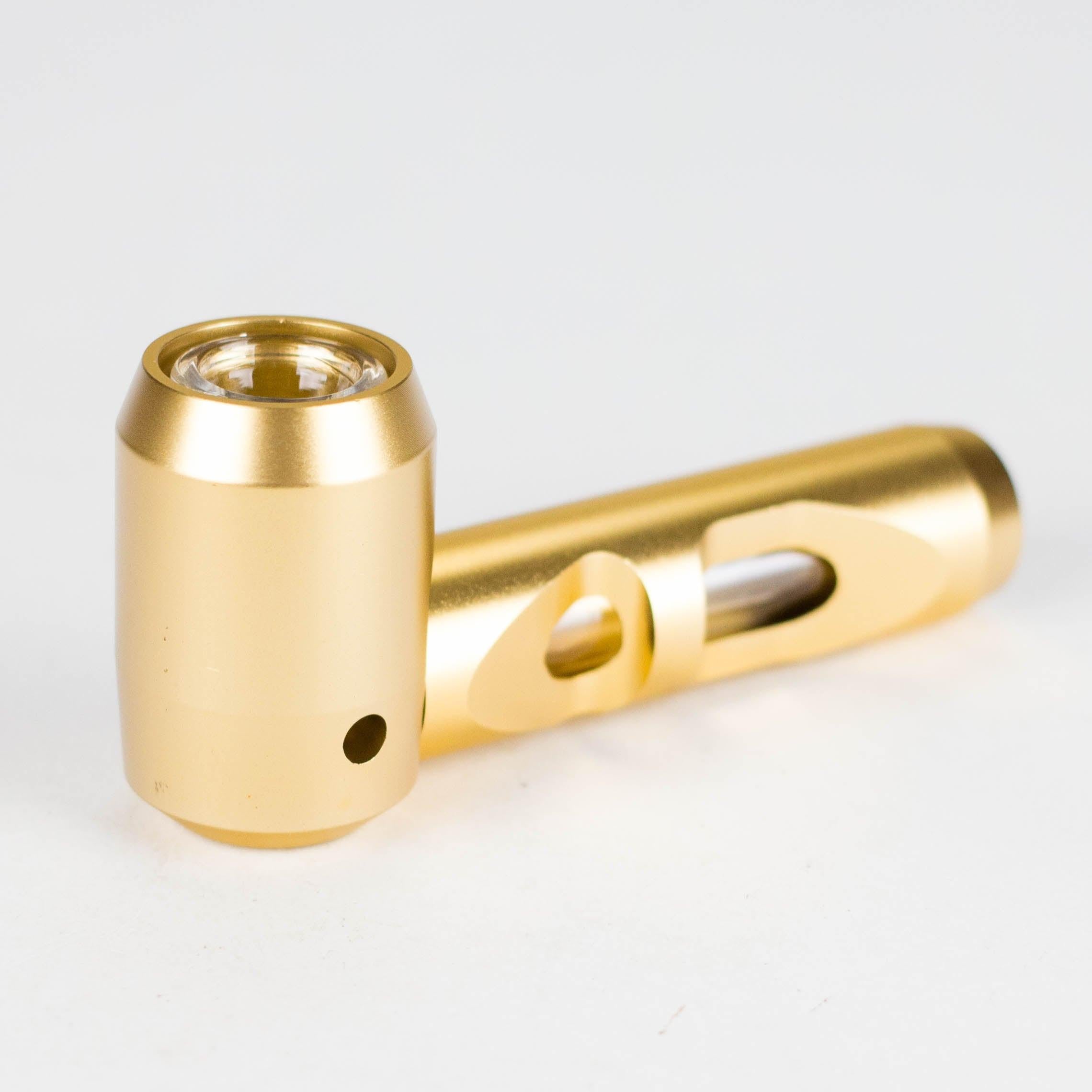 Metal hand pipe with glass bowl and tube