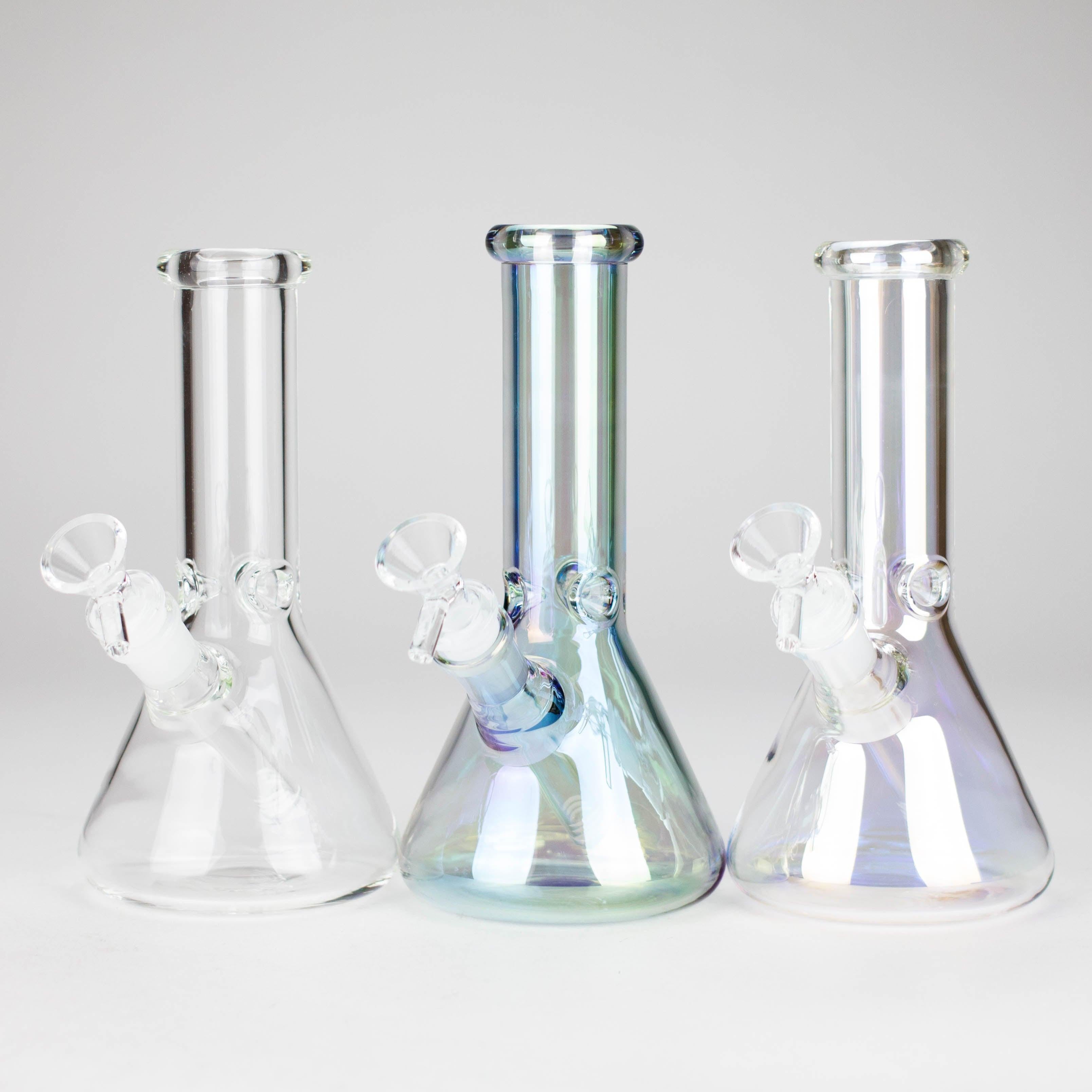 8" Electroplate Glass Beaker Bong – 5mm Thick | Ice Catcher | 3-Piece Set Main image