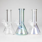 8" Electroplate Glass Beaker Bong – 5mm Thick | Ice Catcher | 3-Piece Set