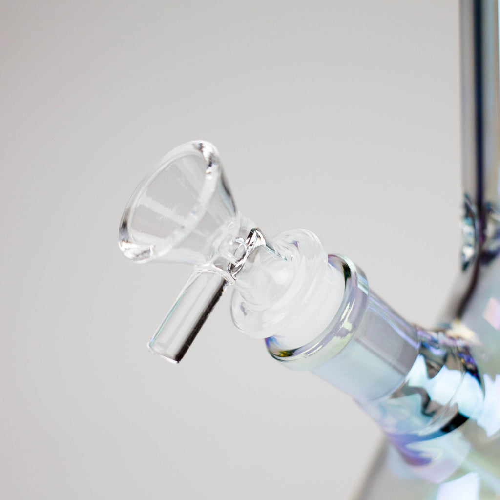 8" Electroplate Glass Beaker Bong – 5mm Thick | Ice Catcher | 3-Piece Set