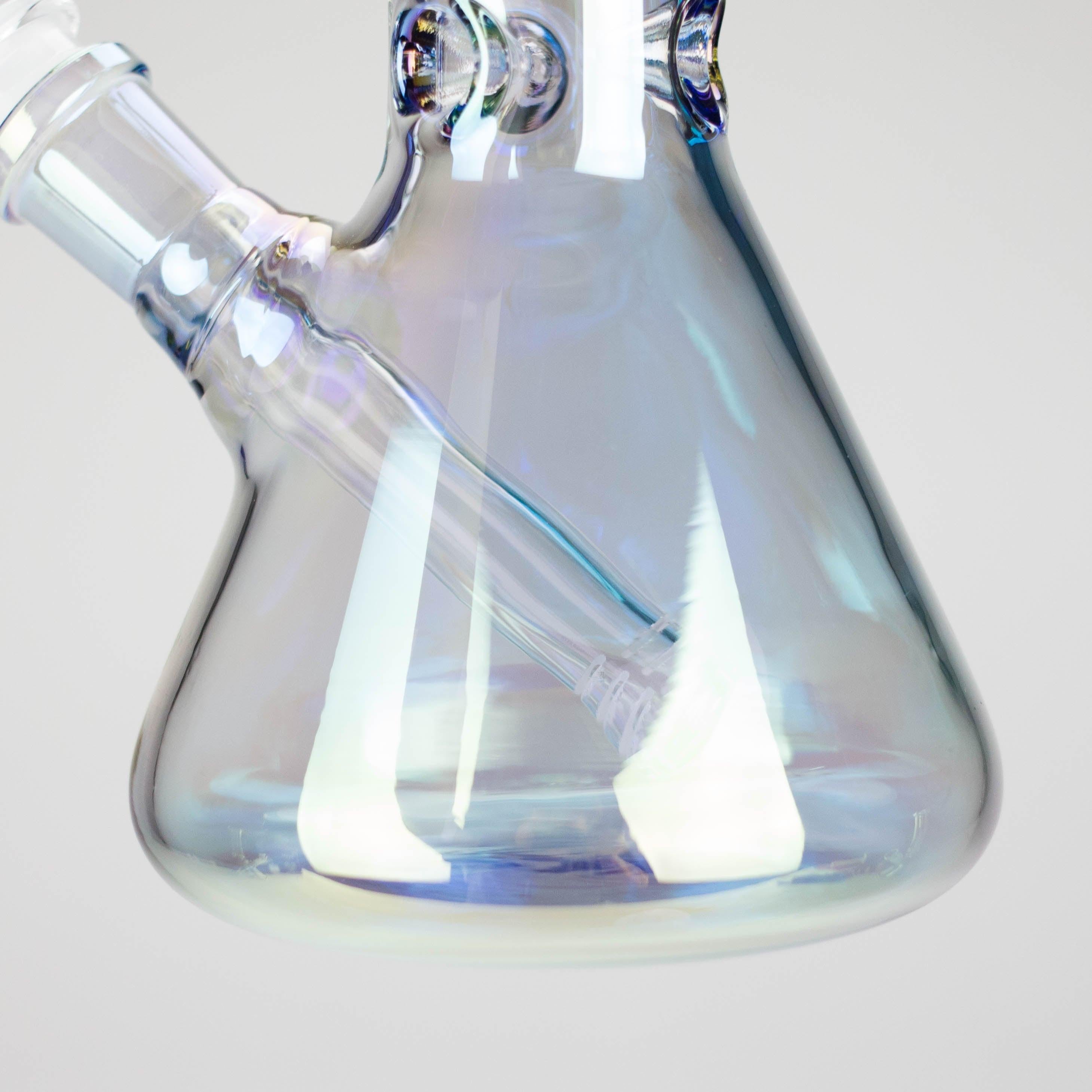 8" Electroplate Glass Beaker Bong – 5mm Thick | Ice Catcher | 3-Piece Set
