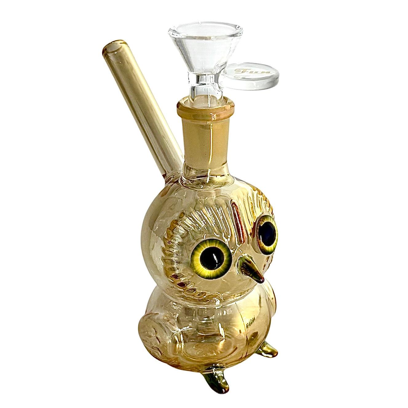 5.5" Owl Design Electroplate Glass Bong – Compact & Stemless Secondary image