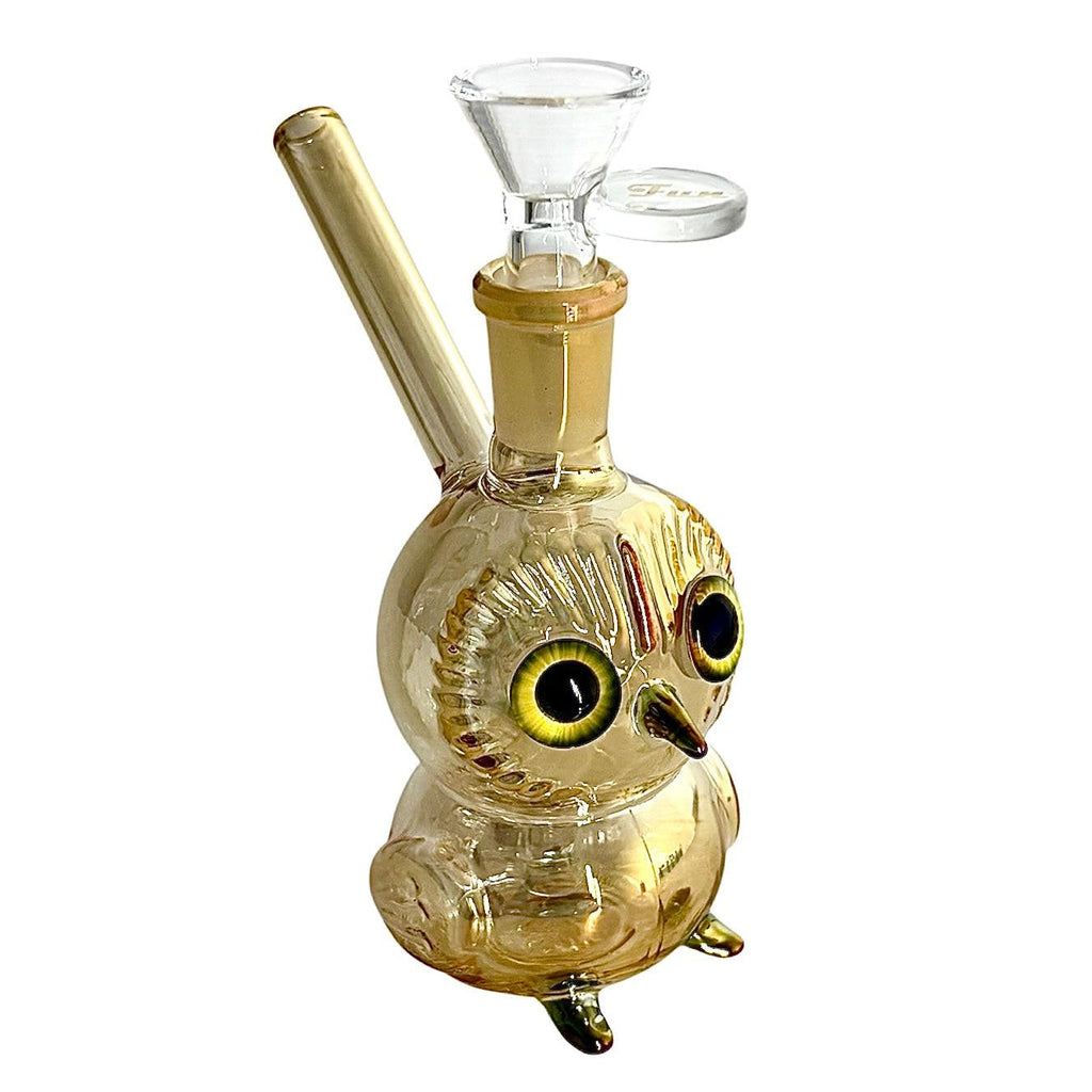 5.5" Owl Design Electroplate Glass Bong – Compact & Stemless