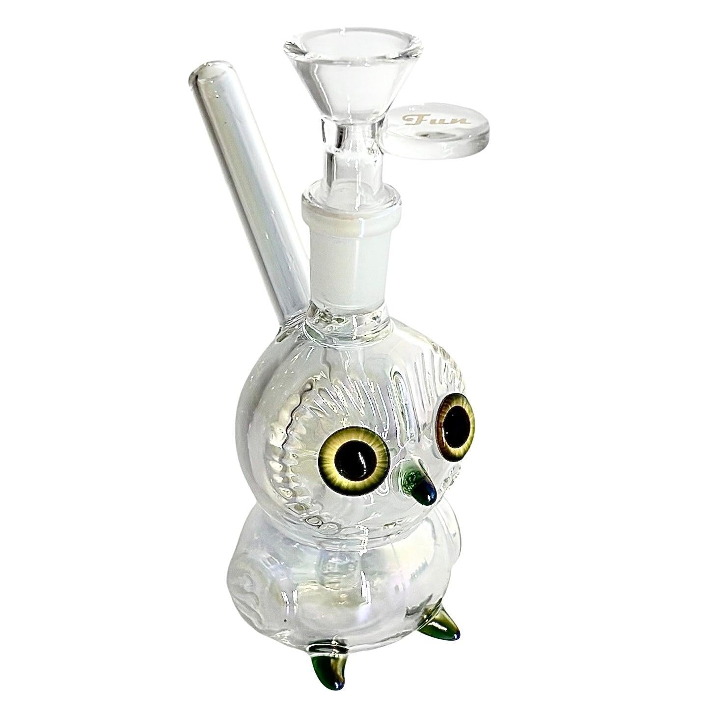 5.5" Owl Design Electroplate Glass Bong – Compact & Stemless