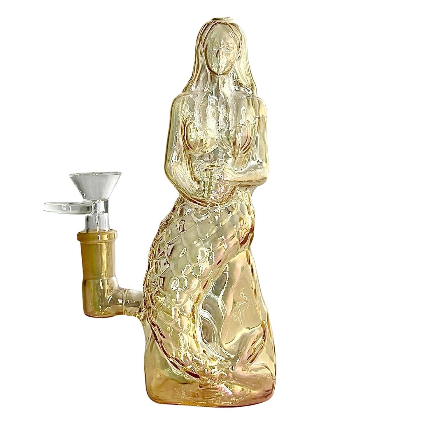 7" Mermaid Design Electroplate Glass Bong – Compact & Stemless Secondary image