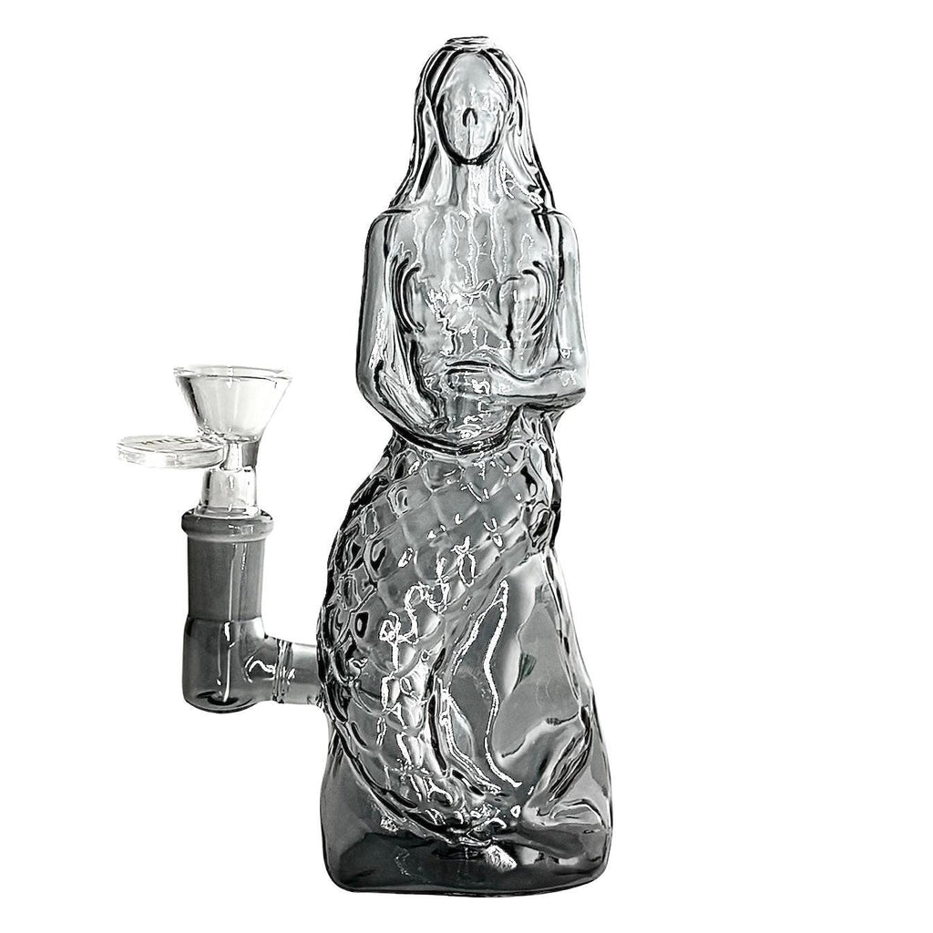 7" Mermaid Design Electroplate Glass Bong – Compact & Stemless