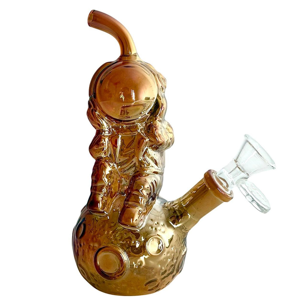 6" Astronaut Design Electroplate Glass Bong – Compact & Stemless