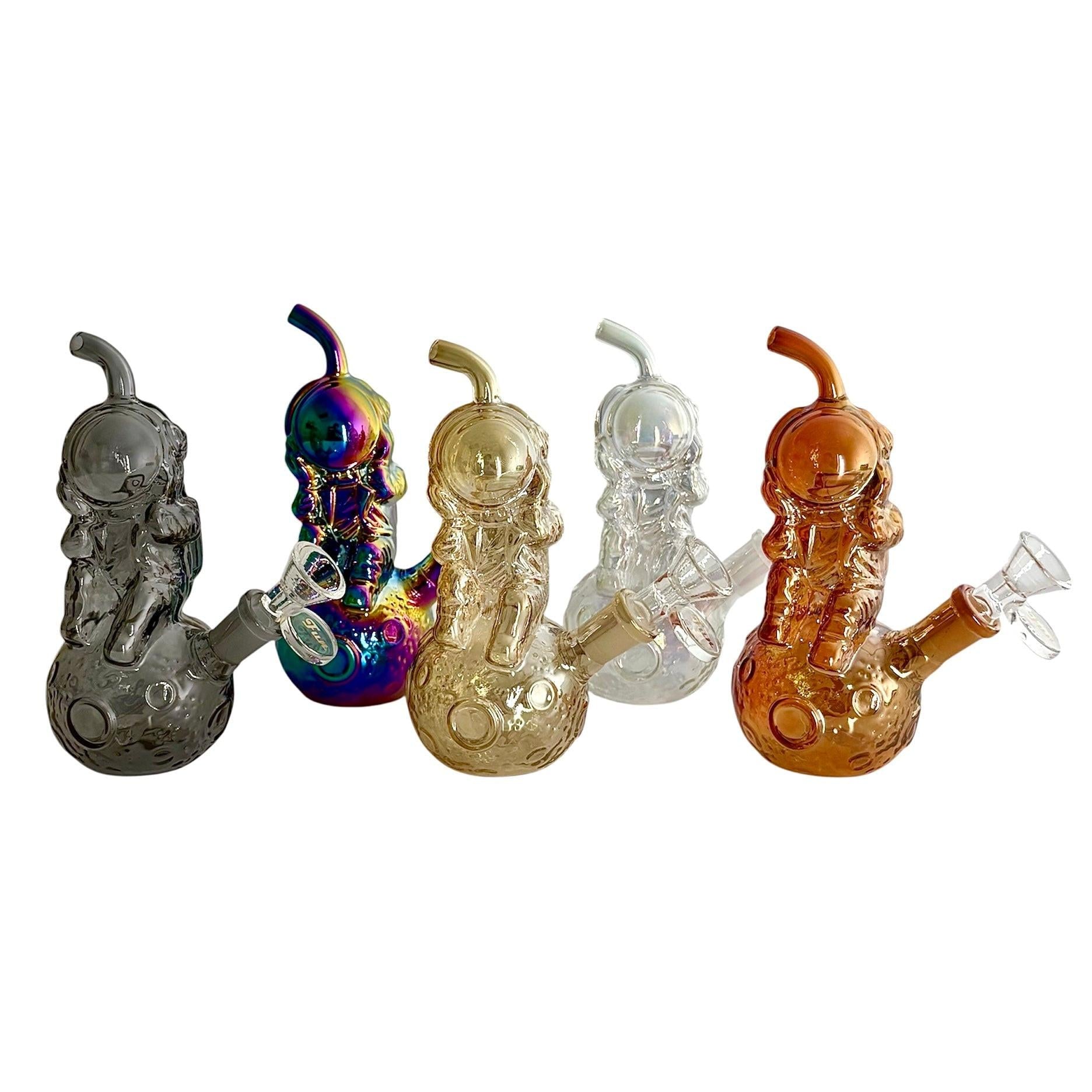 6" Astronaut Design Electroplate Glass Bong – Compact & Stemless Main image