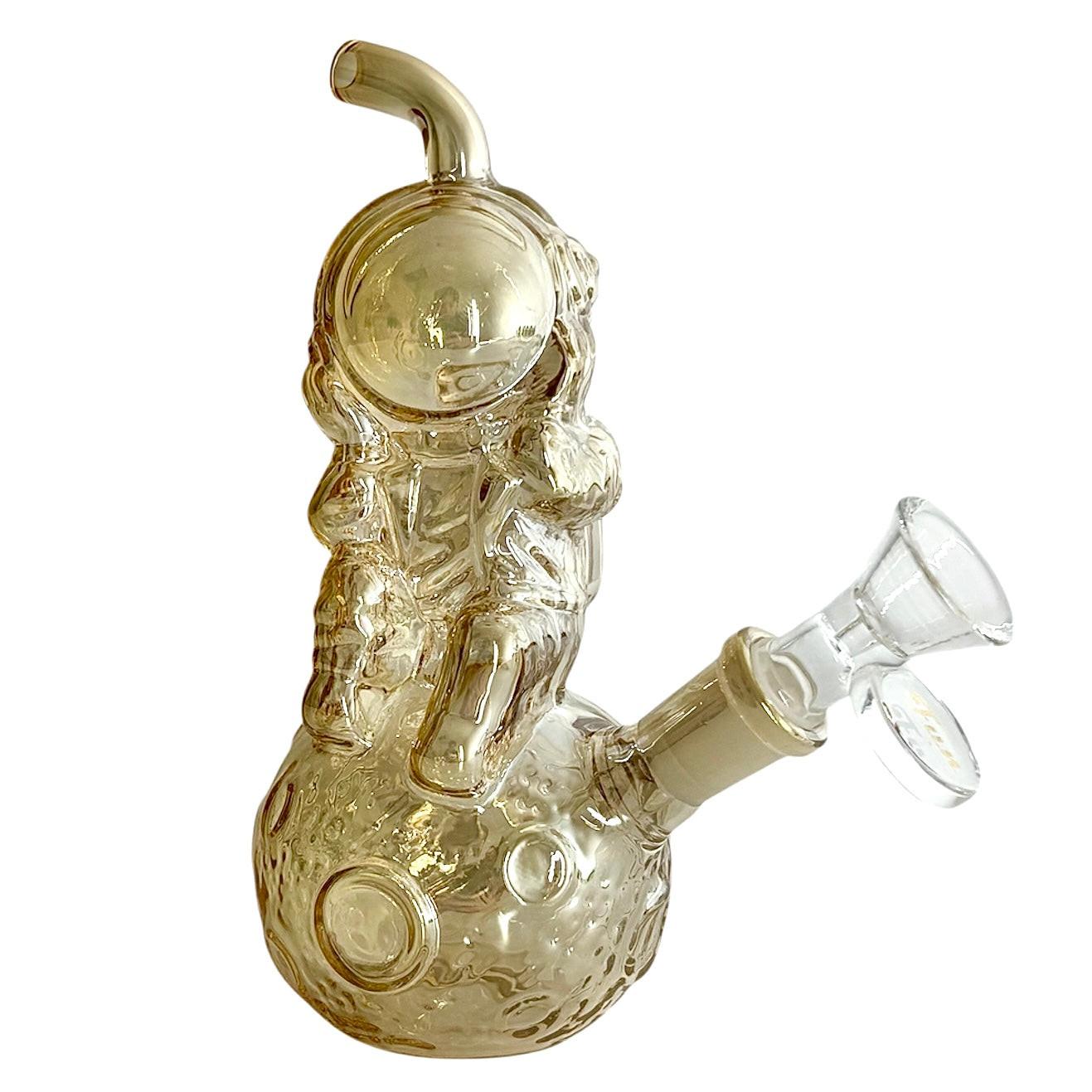 6" Astronaut Design Electroplate Glass Bong – Compact & Stemless Secondary image