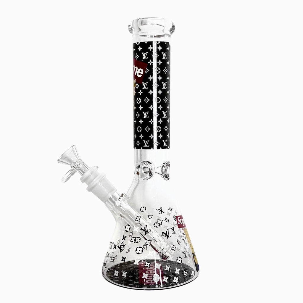 10" Cartoon Glow-in-the-Dark Glass Beaker Bong – 3-Piece Set