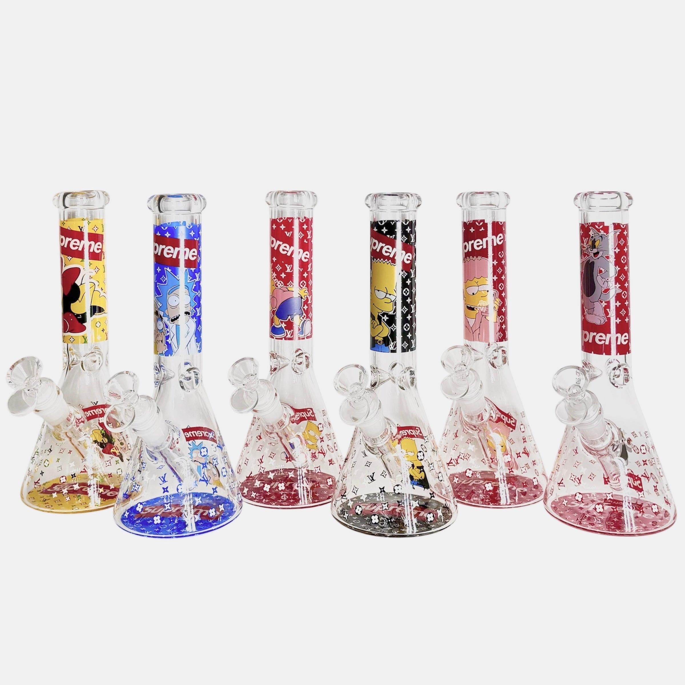 10" Cartoon Glow-in-the-Dark Glass Beaker Bong – 3-Piece Set Main image