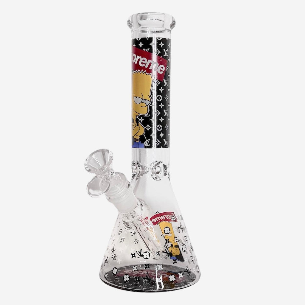 10" Cartoon Glow-in-the-Dark Glass Beaker Bong – 3-Piece Set