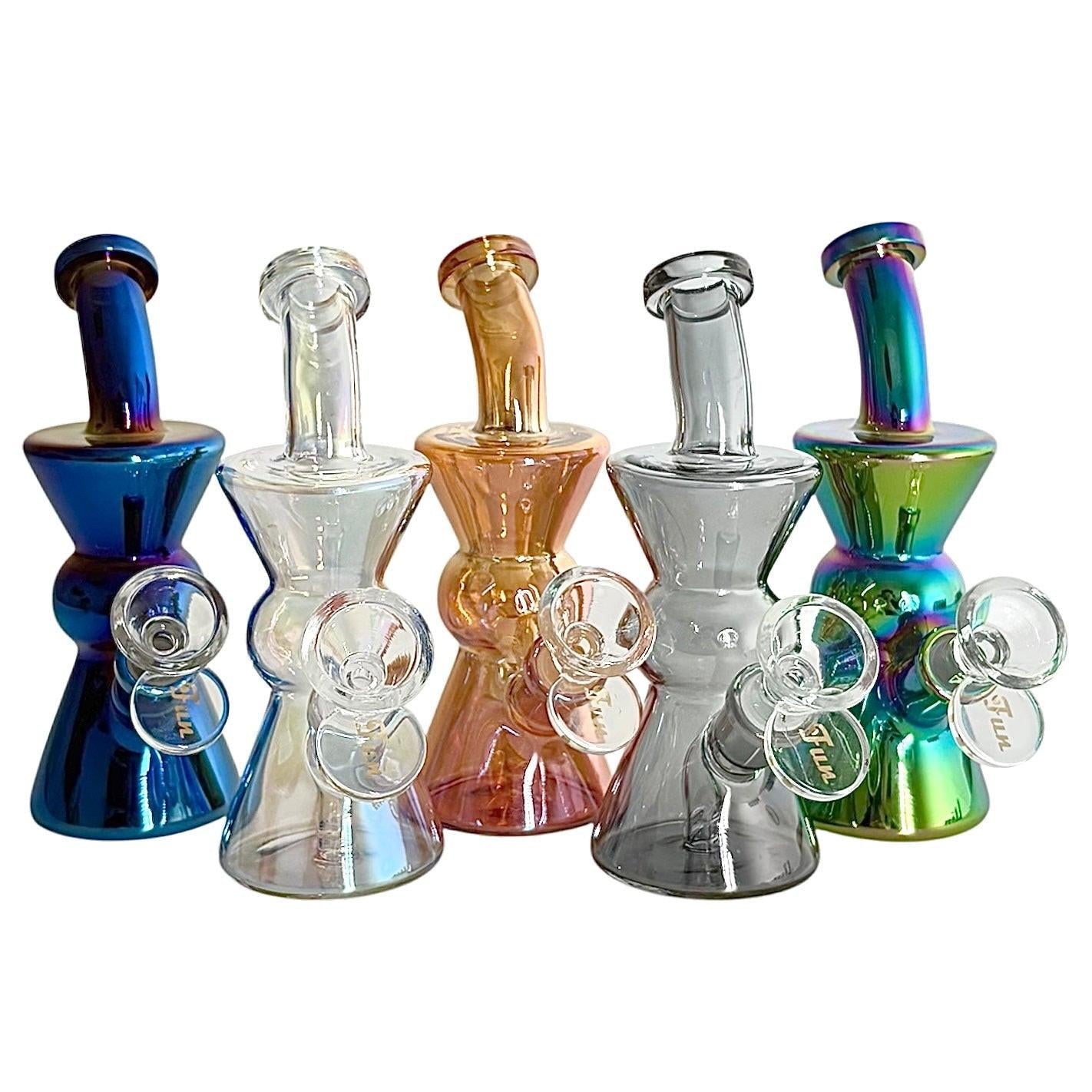 6" Hourglass Electroplate Glass Bong – Compact & Stemless Main image