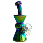6" Hourglass Electroplate Glass Bong – Compact & Stemless