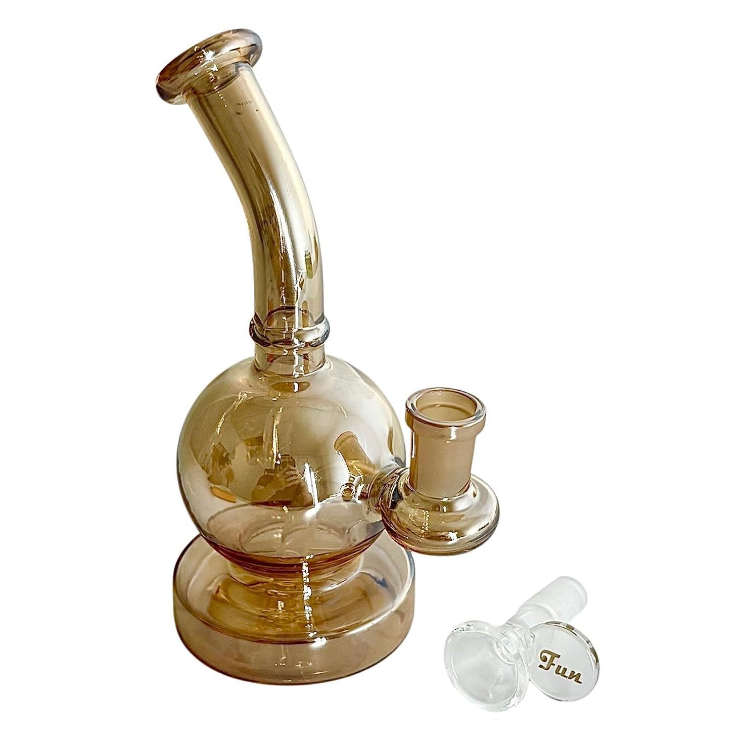 Fortune | 6-3/4" Ball Shape Electroplate Glass Bong – Compact & Stemless