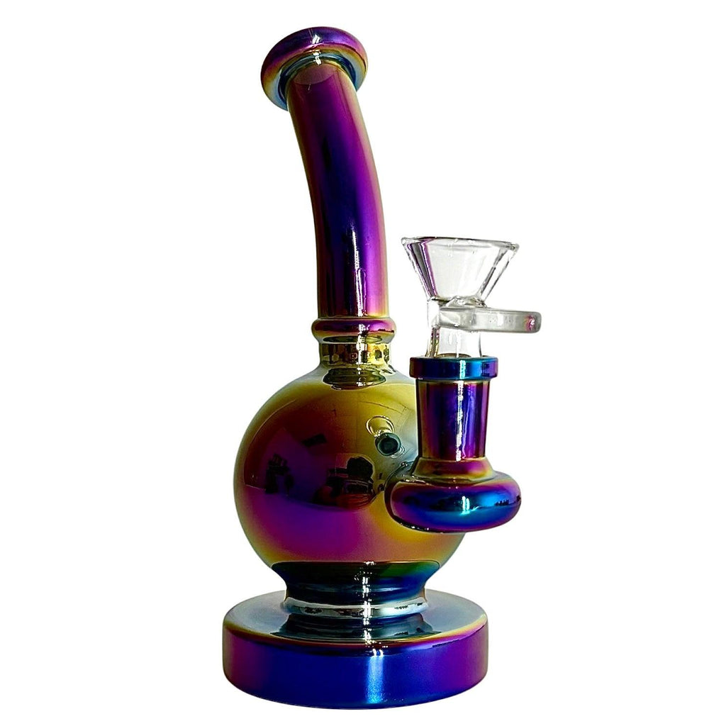 Fortune | 6-3/4" Ball Shape Electroplate Glass Bong – Compact & Stemless