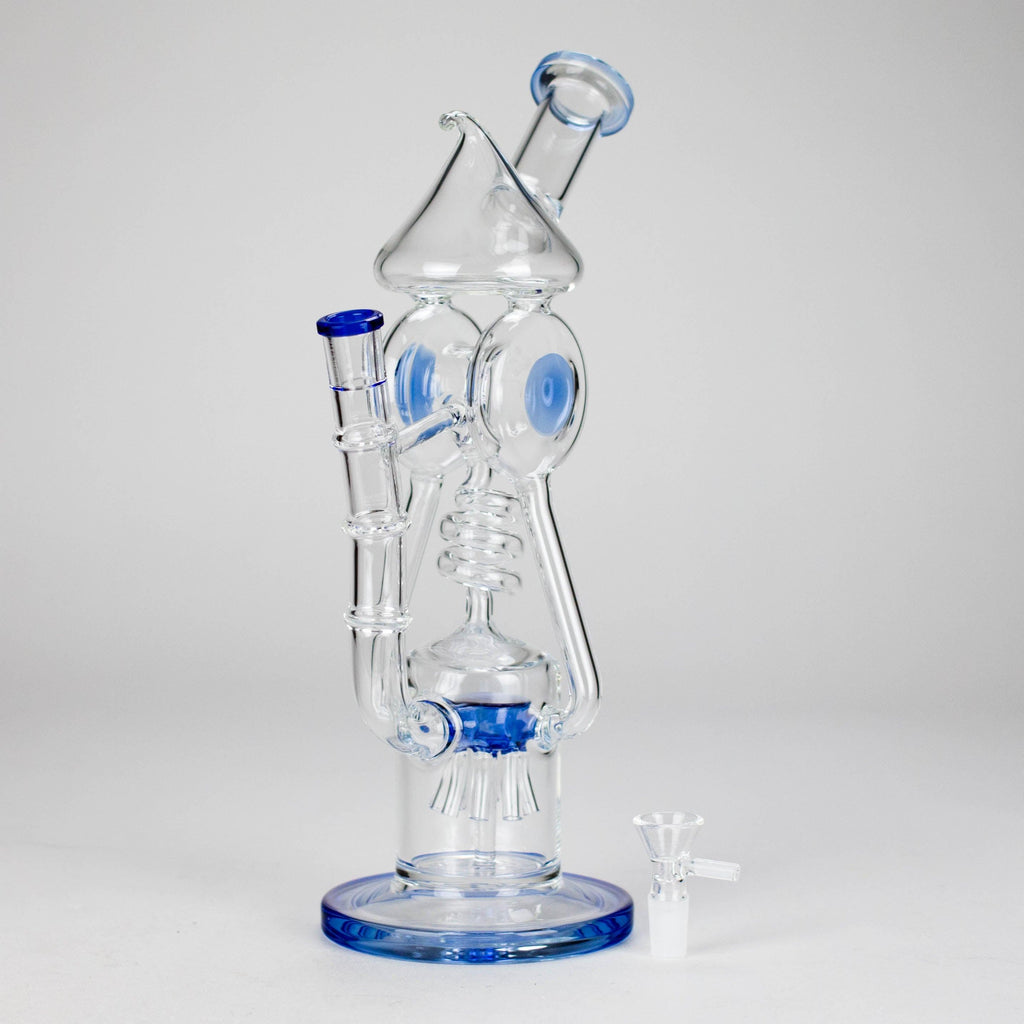 12″ Recycler Glass Bong – 5MM Thick Borosilicate with Coil Tube Design [C1575]