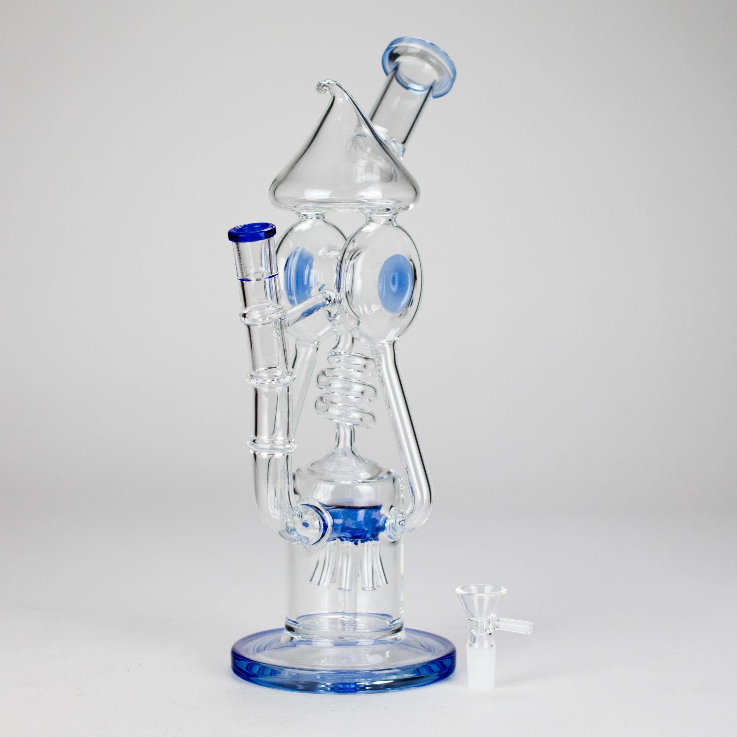 12″ Recycler Glass Bong – 5MM Thick Borosilicate with Coil Tube Design [C1575]