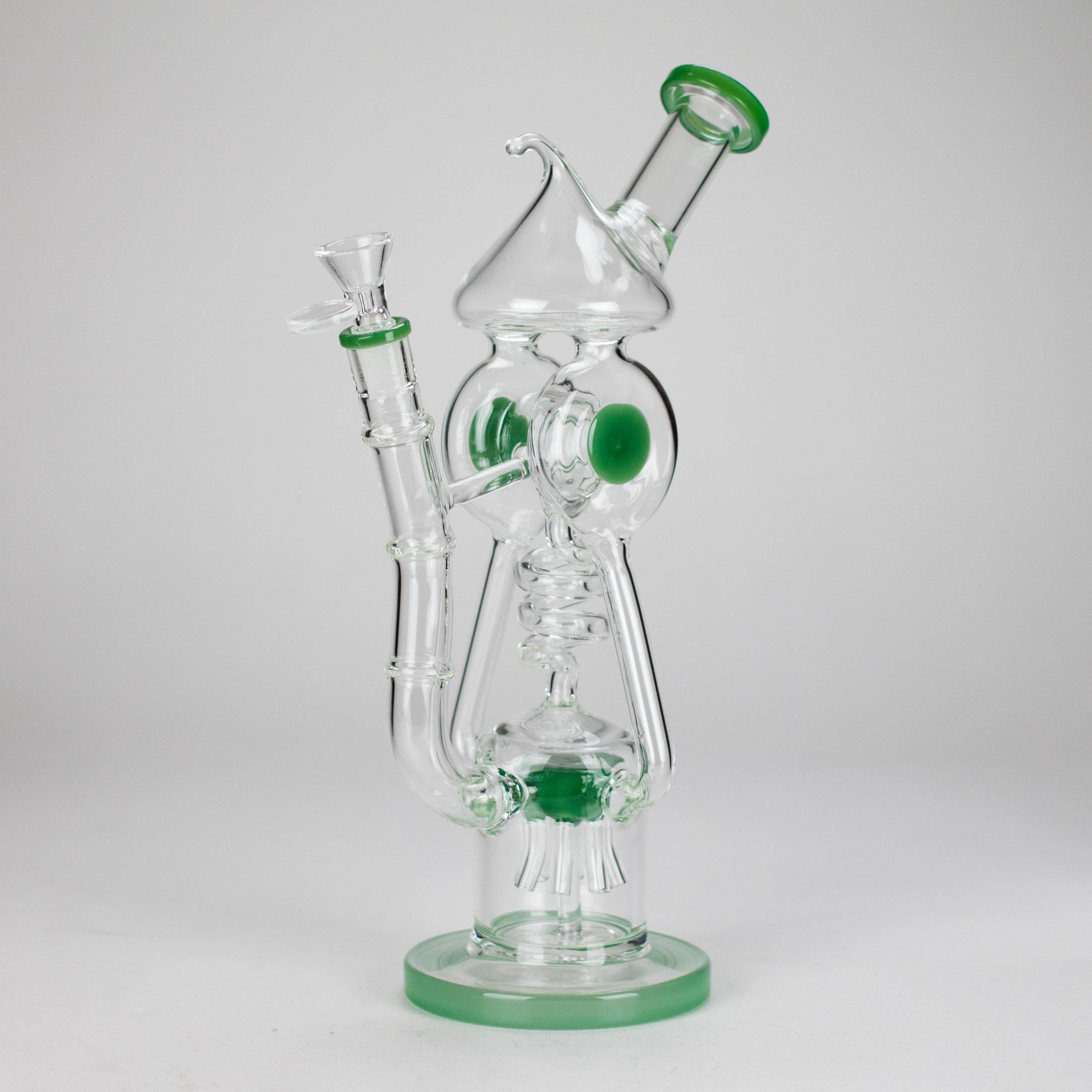 12″ Recycler Glass Bong – 5MM Thick Borosilicate with Coil Tube Design [C1575]
