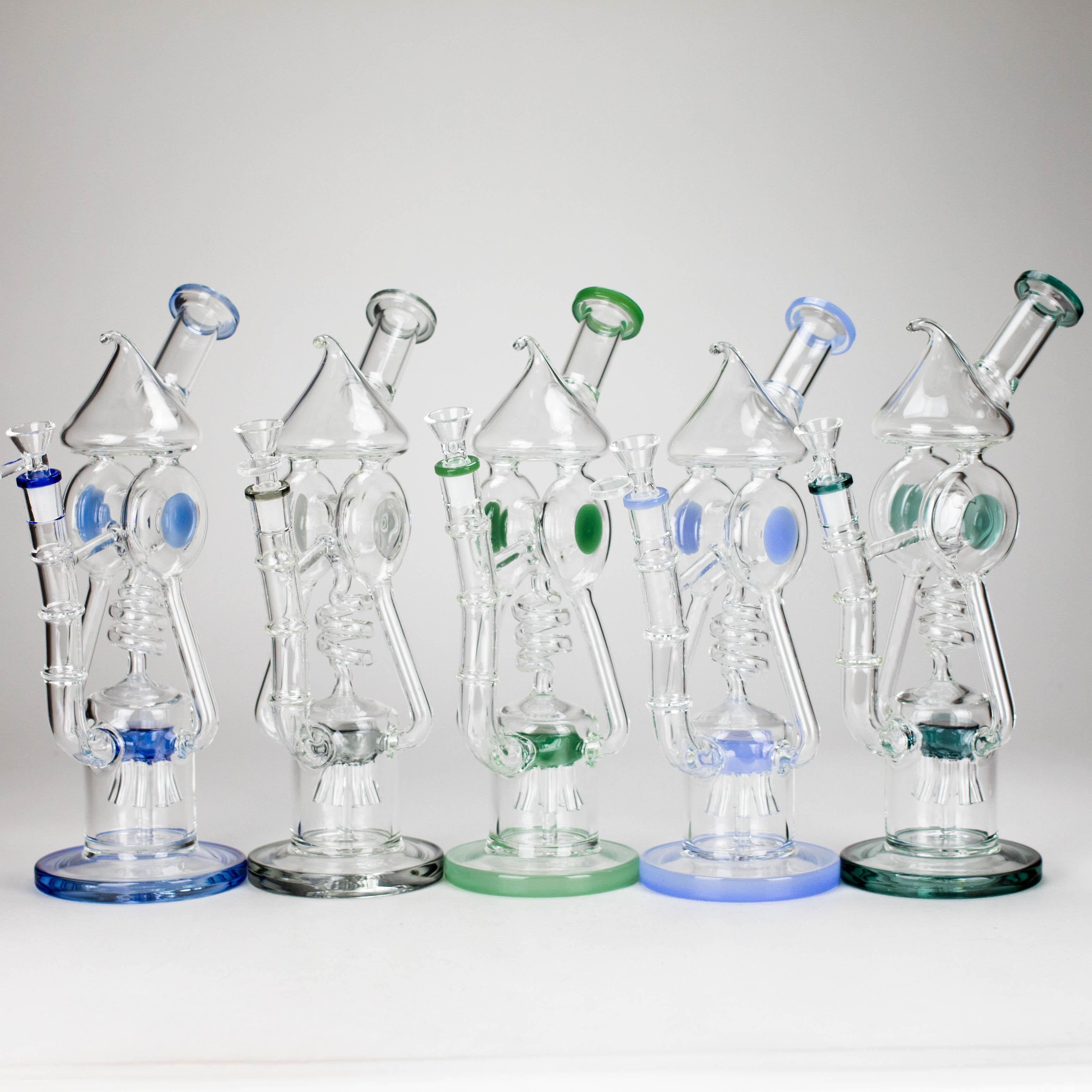 12″ Recycler Glass Bong – 5MM Thick Borosilicate with Coil Tube Design [C1575]