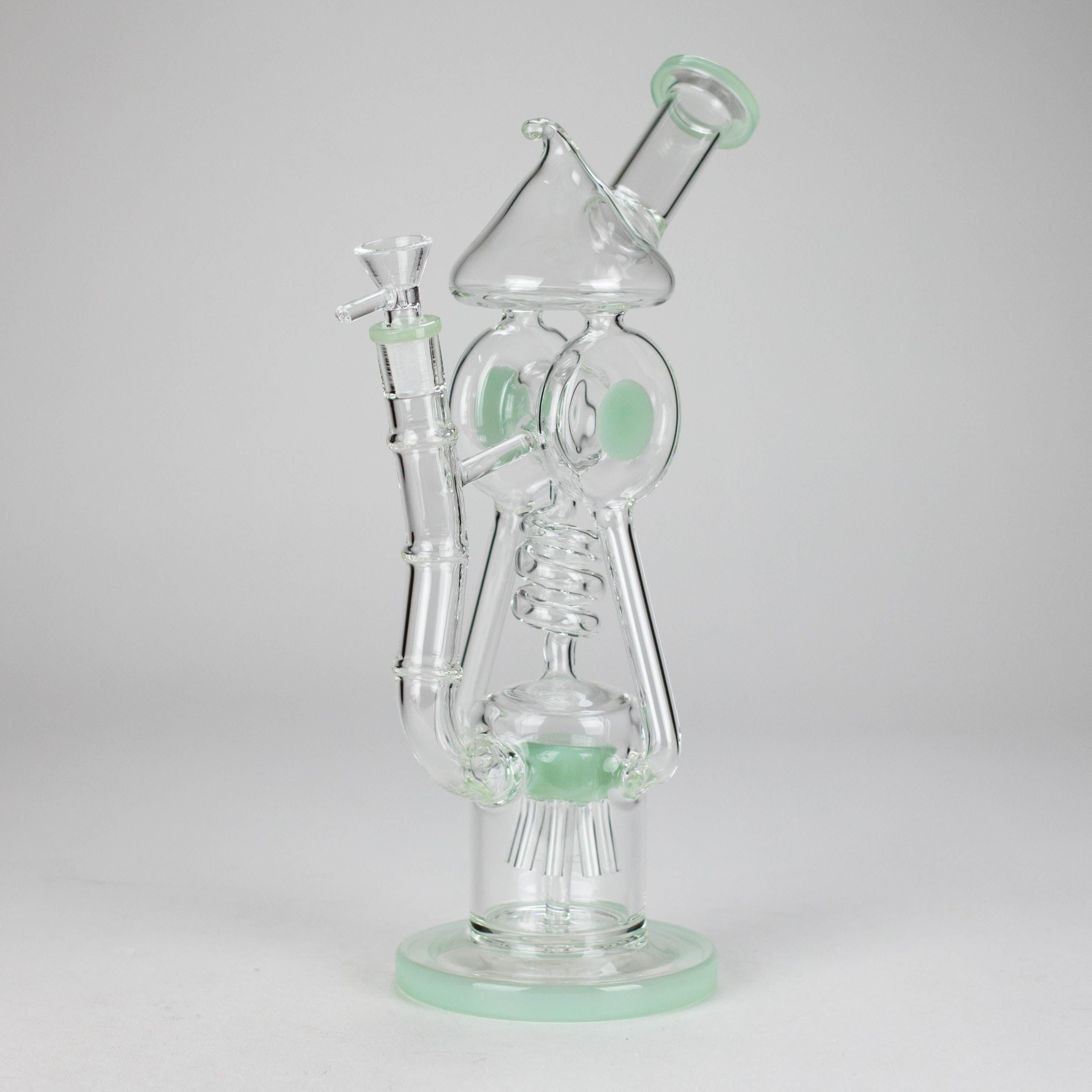 12″ Recycler Glass Bong – 5MM Thick Borosilicate with Coil Tube Design [C1575]