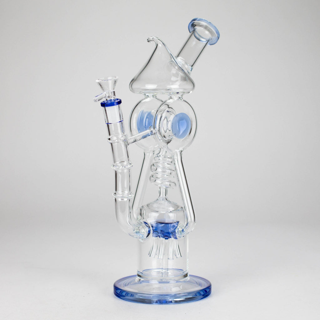 12″ Recycler Glass Bong – 5MM Thick Borosilicate with Coil Tube Design [C1575]