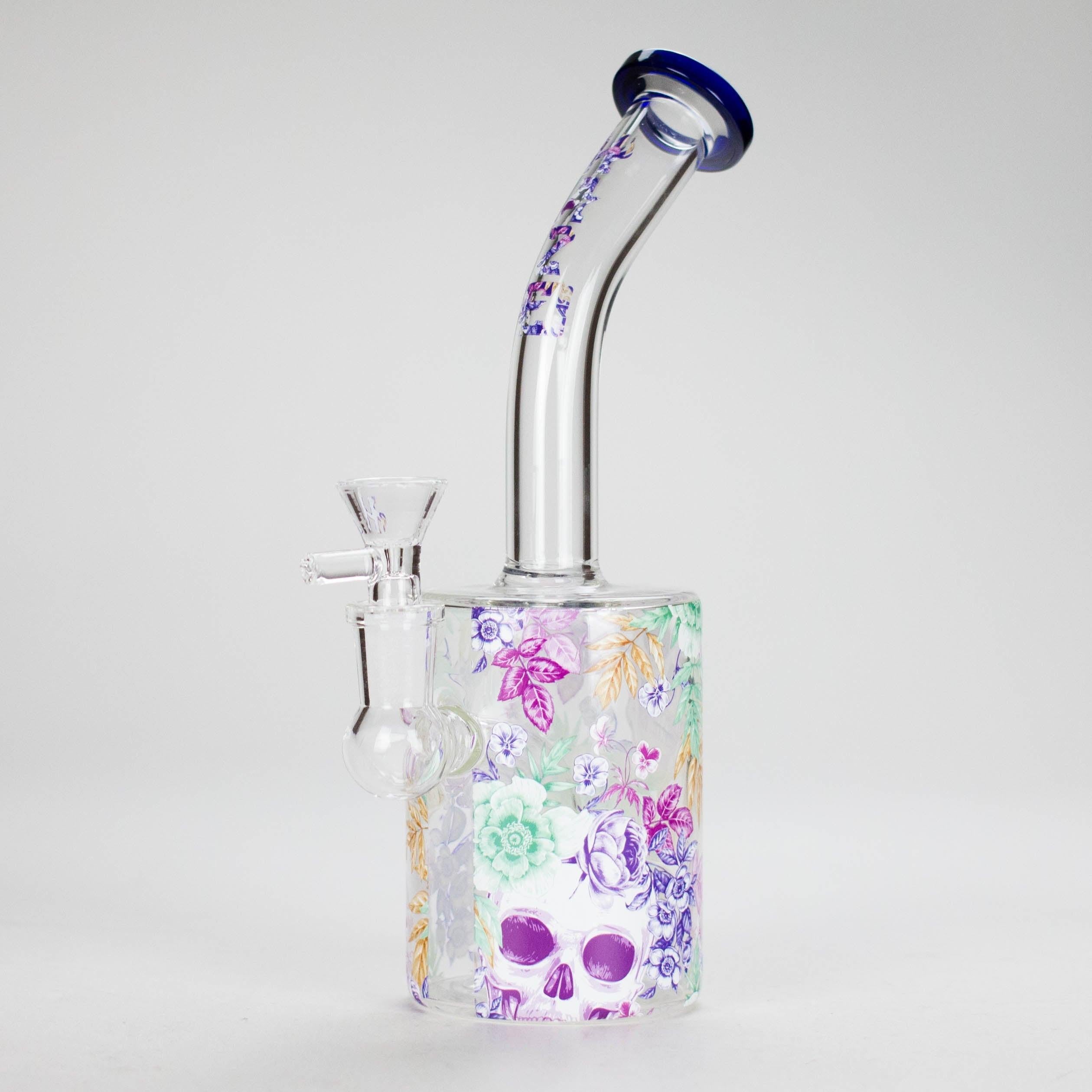 Haze | 9″ Skull Flower Glass Rig – Blue (Mini-M)