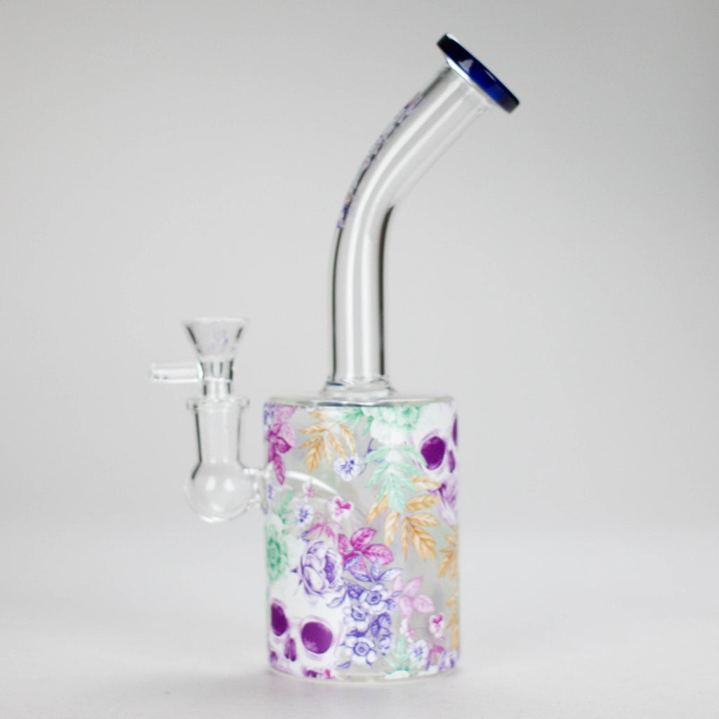Haze | 9″ Skull Flower Glass Rig – Blue (Mini-M)
