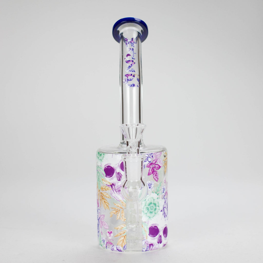 Haze | 9″ Skull Flower Glass Rig – Blue (Mini-M)