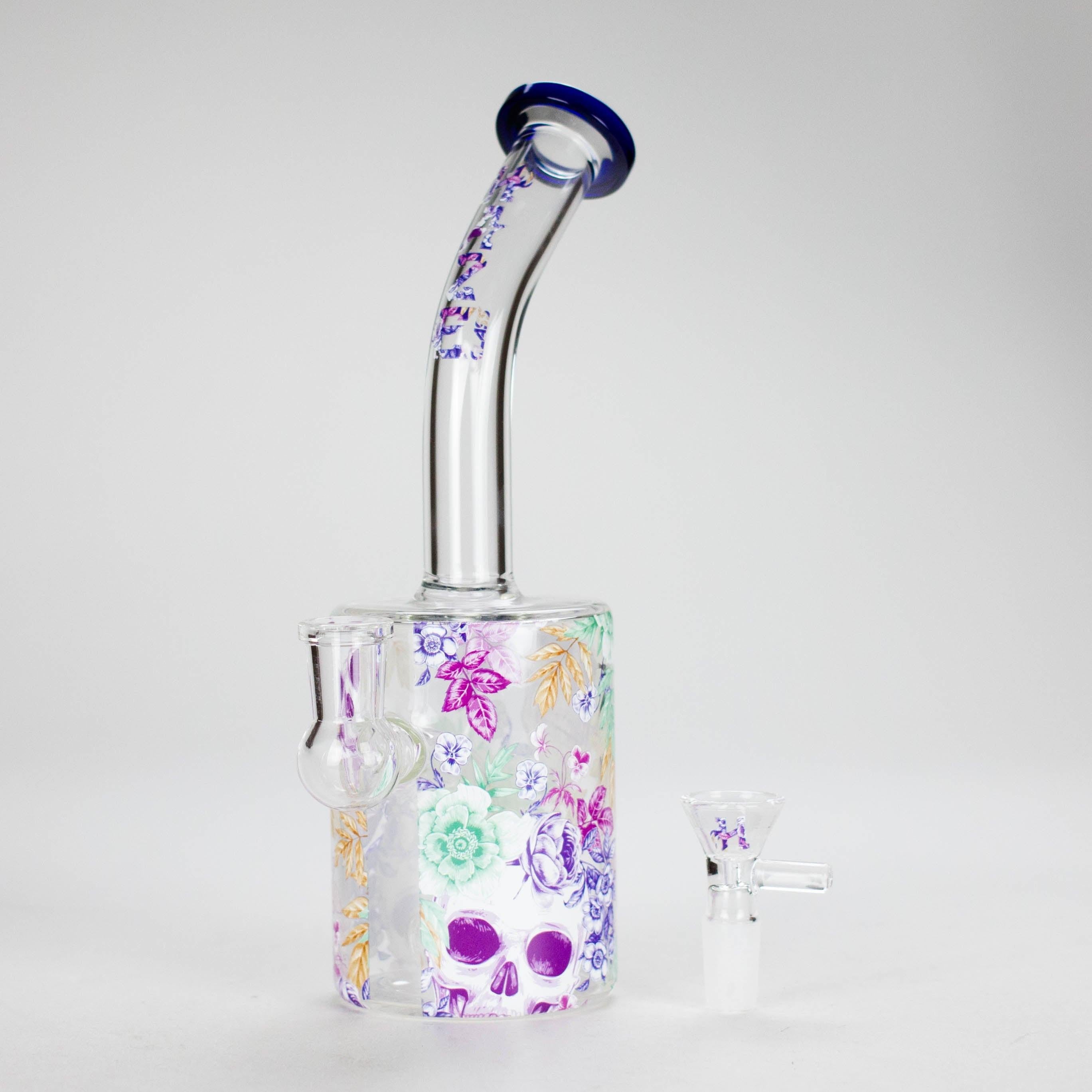 Haze | 9″ Skull Flower Glass Rig – Blue (Mini-M)