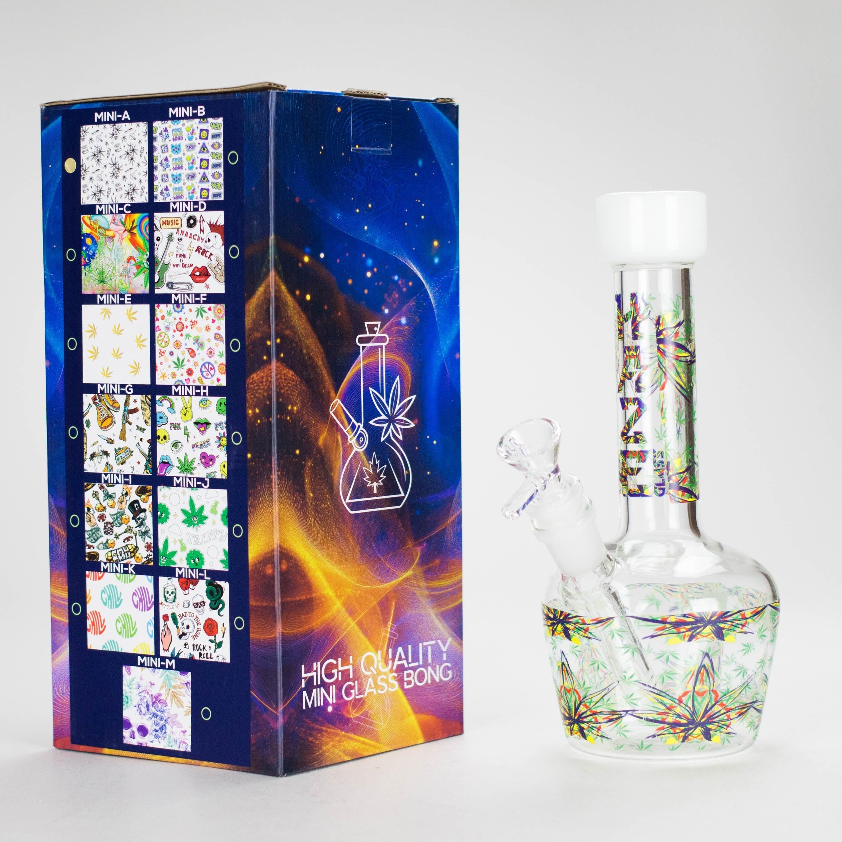 Haze | 9″ Leaves Dome Beaker Glass Bong – White (Mini-O)