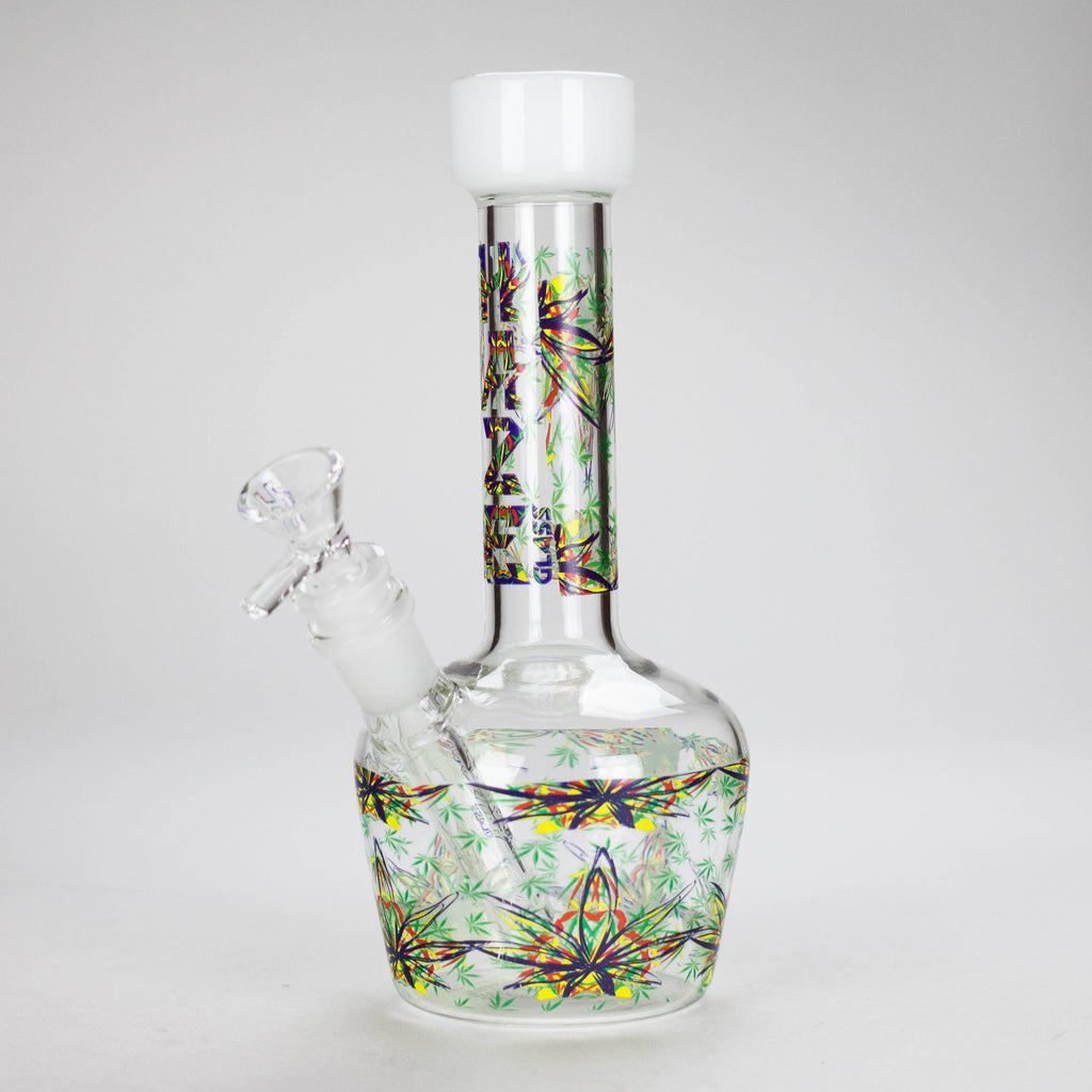 Haze | 9″ Leaves Dome Beaker Glass Bong – White (Mini-O)