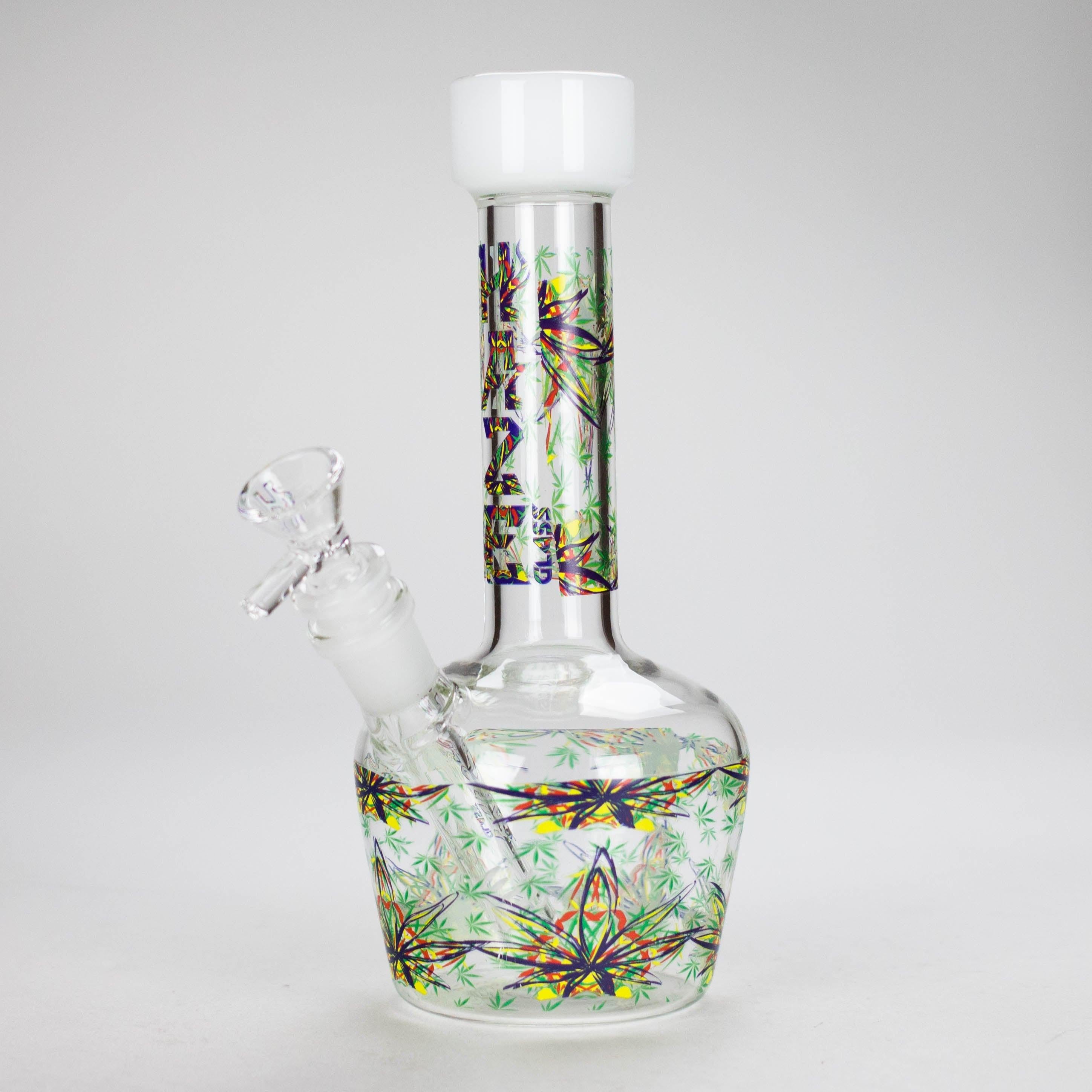 Haze | 9″ Leaves Dome Beaker Glass Bong – White (Mini-O)