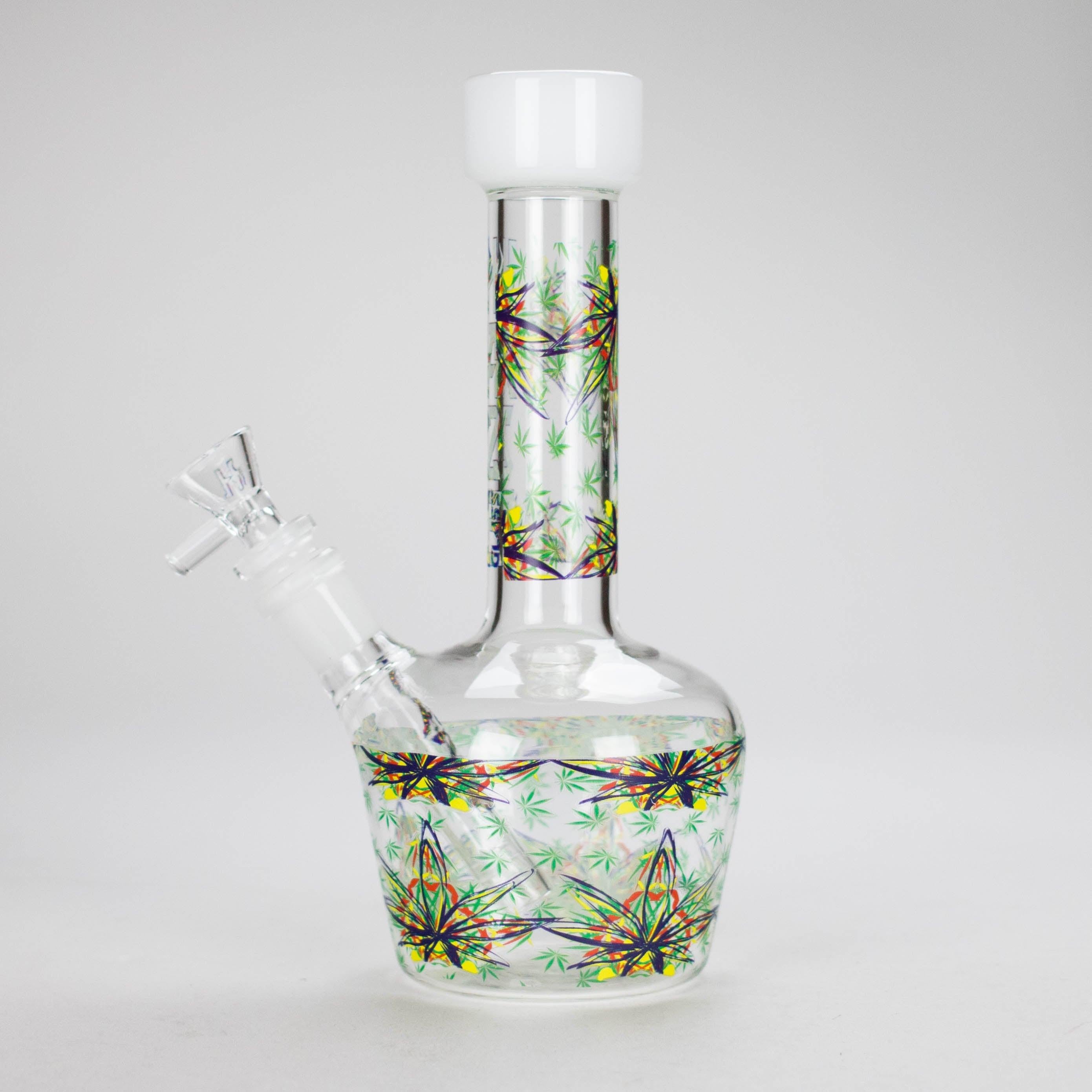 Haze | 9″ Leaves Dome Beaker Glass Bong – White (Mini-O)