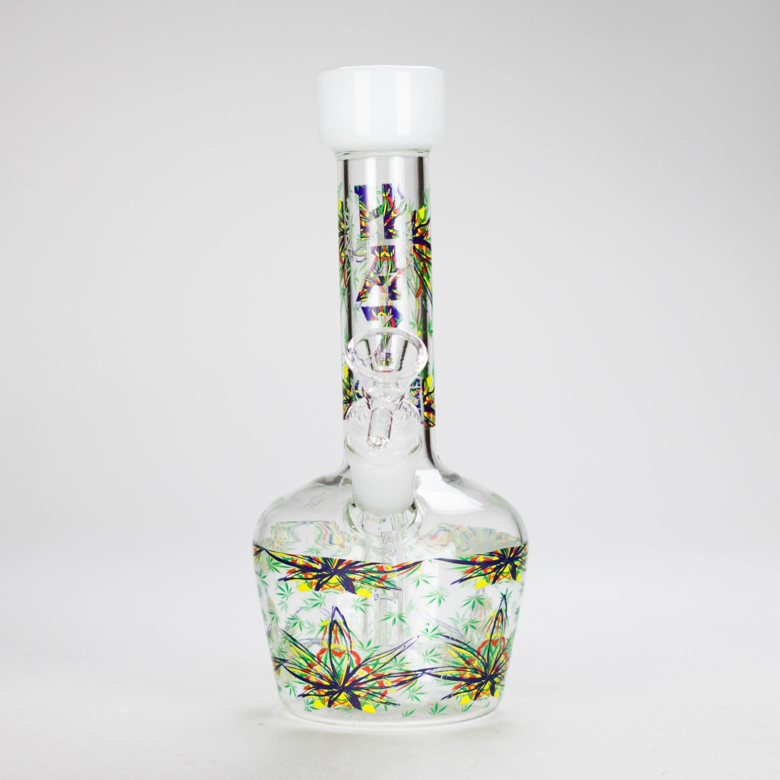 Haze | 9″ Leaves Dome Beaker Glass Bong – White (Mini-O)