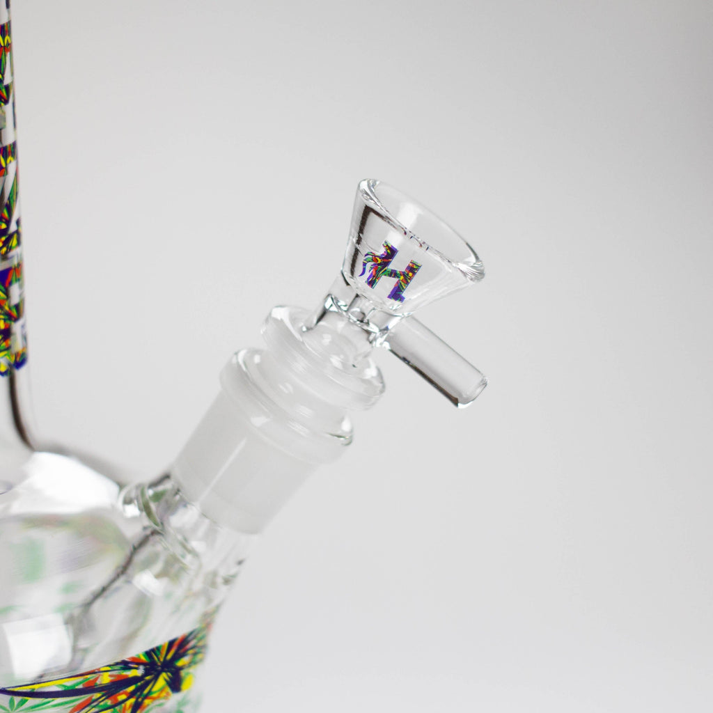 Haze | 9″ Leaves Dome Beaker Glass Bong – White (Mini-O)