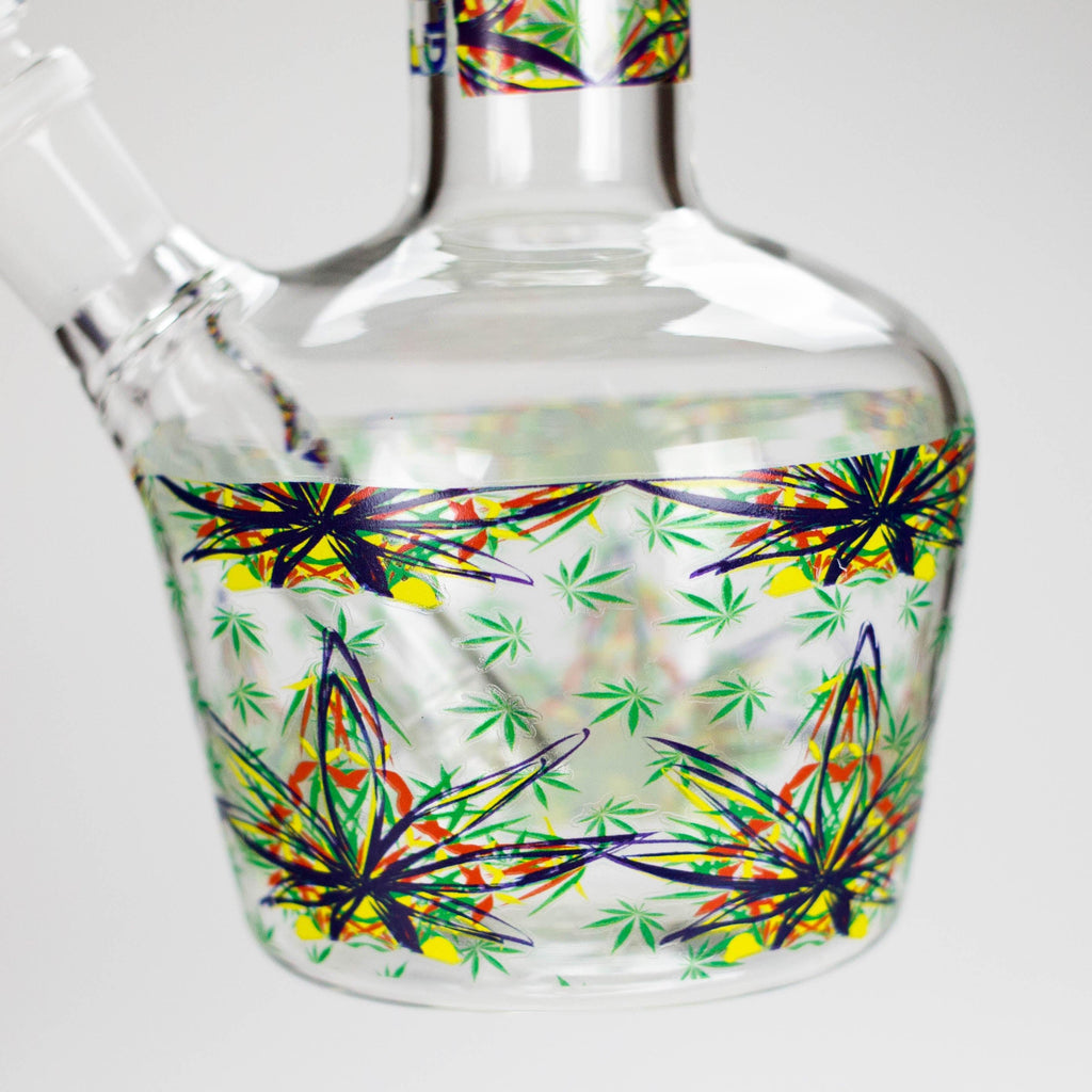 Haze | 9″ Leaves Dome Beaker Glass Bong – White (Mini-O)