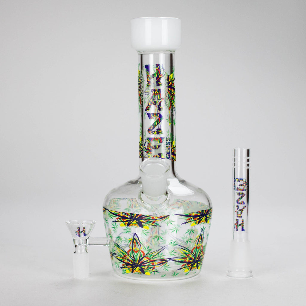 Haze | 9″ Leaves Dome Beaker Glass Bong – White (Mini-O)
