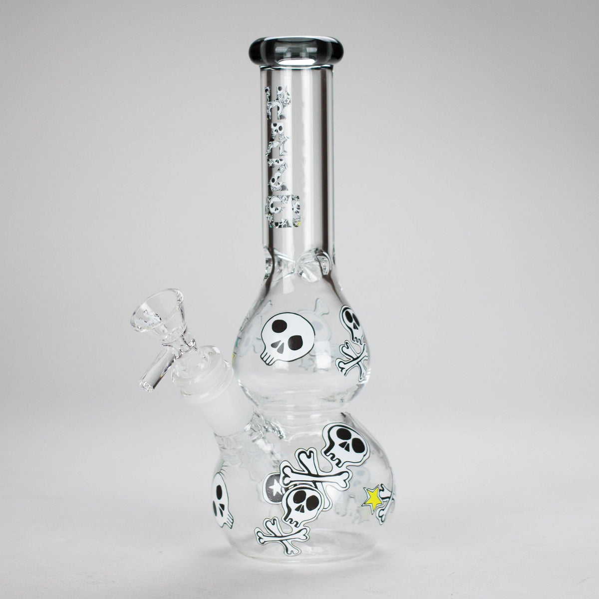 Haze | 9″ Skulls Bubble Glass Bong – Charcoal Black (Mini-P) Main image
