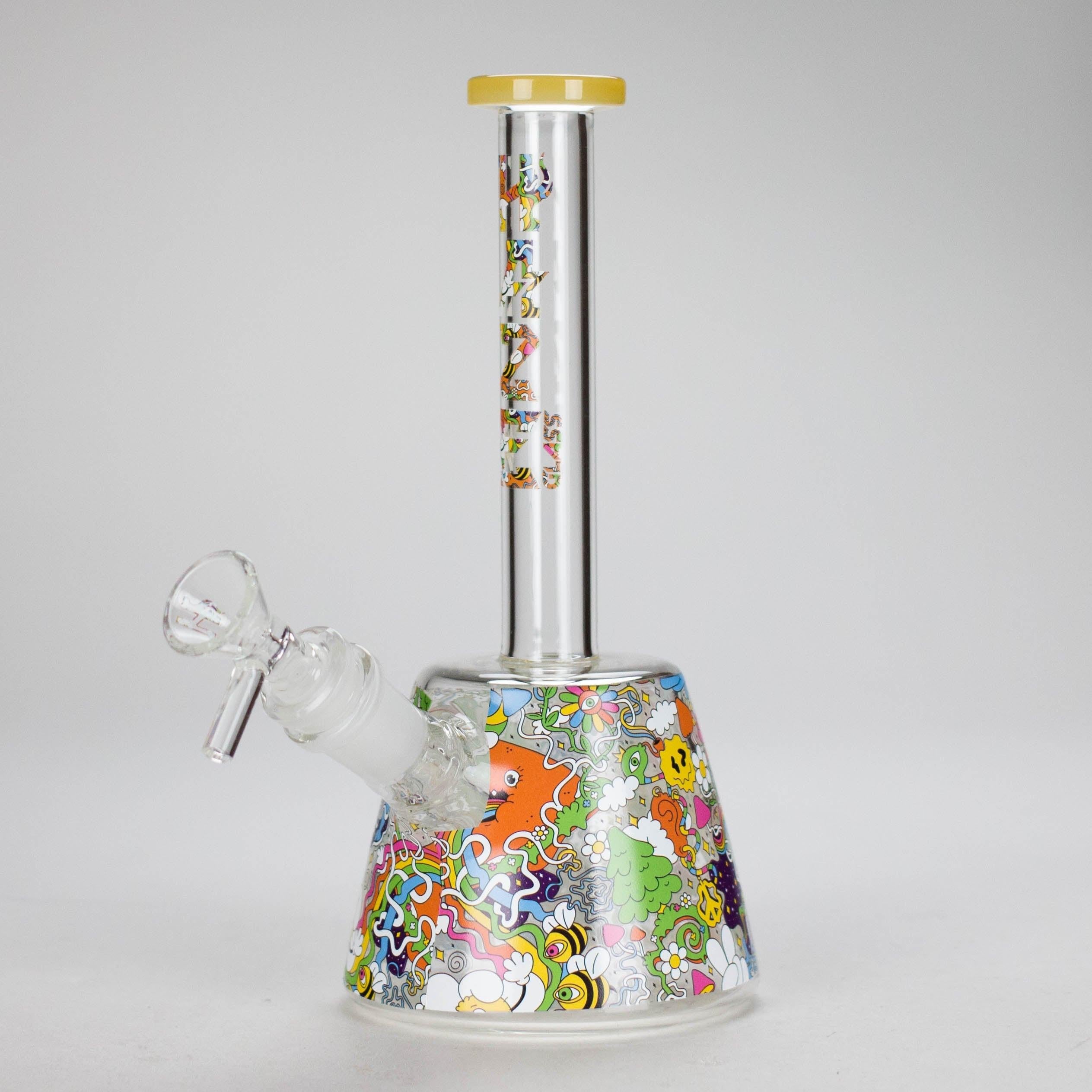 Haze | 9″ Lab Flower Beaker Glass Bong – Jade Yellow (Mini-Q) Main image