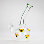 Haze | 9″ Heart Leaf Bubble Base Glass Bong – Teal (Mini-R)