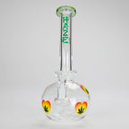 Haze | 9″ Heart Leaf Bubble Base Glass Bong – Teal (Mini-R)