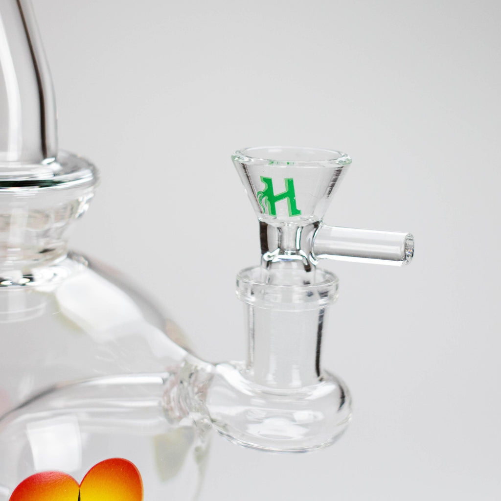 Haze | 9″ Heart Leaf Bubble Base Glass Bong – Teal (Mini-R)