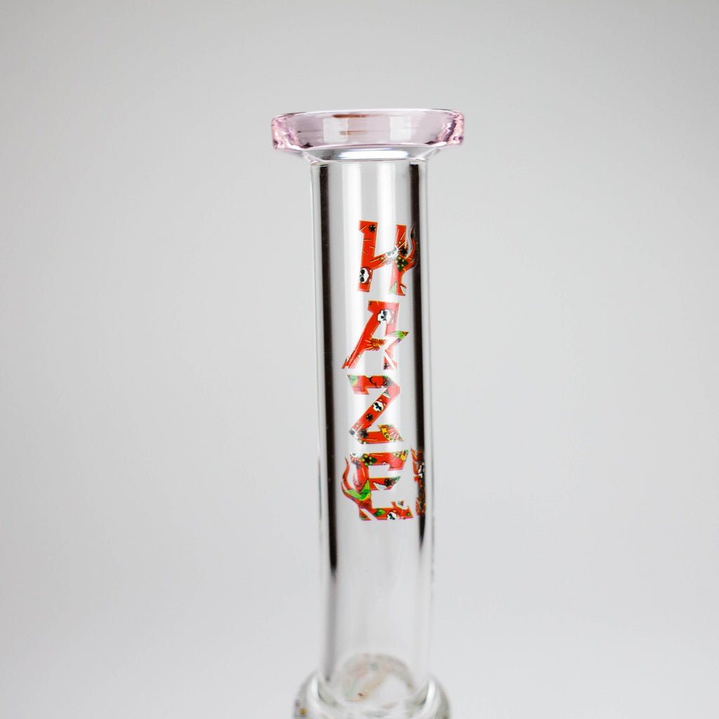Haze | 10″ Skull & Red Roses Glass Bong – Pink (Mini-S)