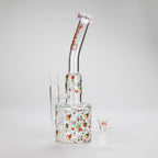 Haze | 10″ Skull & Red Roses Glass Bong – Pink (Mini-S)