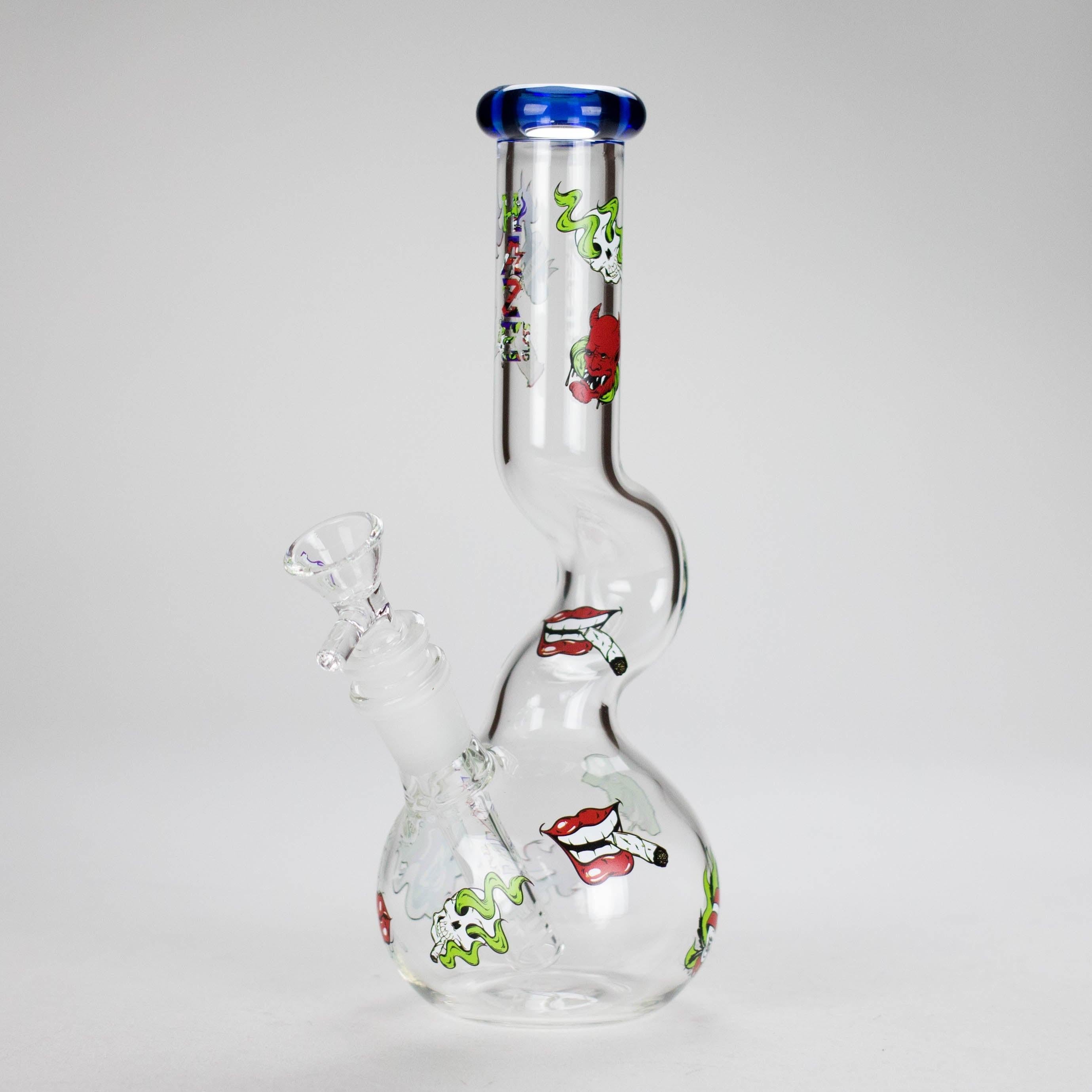 Haze | 9″ Smoking Zig-Zag Glass Bong – Blue (Mini-T) Main image
